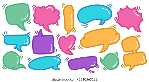 Cute Bubble Speech Doodle Set with Neon Color