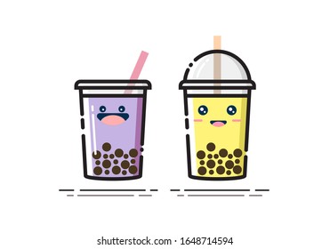 Cute Bubble tea or Boba tea cartoon with MBE Style