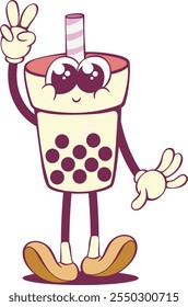 Cute bubble tea cartoon character