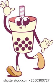 Cute bubble tea cartoon character