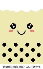 Cute Bubble Tea Character Face Illustration. Boba cartoon vector