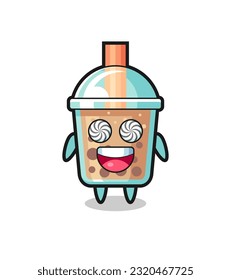 cute bubble tea character with hypnotized eyes , cute style design for t shirt, sticker, logo element