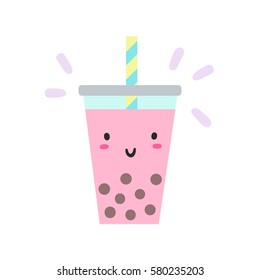 Cute bubble tea character. Vector hand drawn illustration