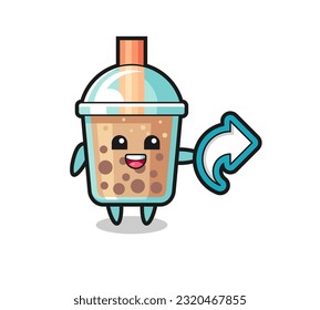 cute bubble tea hold social media share symbol , cute style design for t shirt, sticker, logo element