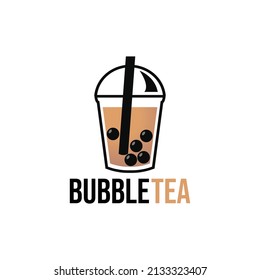 cute bubble tea logo vector illustration