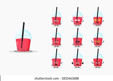 Cute bubble tea mascot set