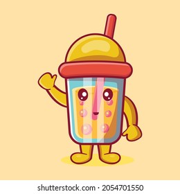 cute bubble tea mascot smile isolated cartoon in flat style