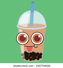 cute bubble tea spitting tongue