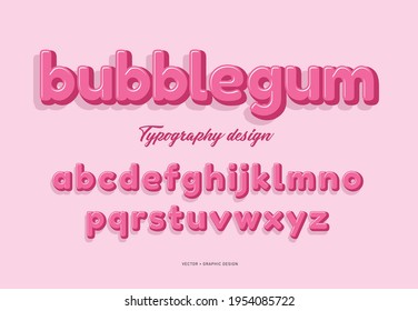 cute bubblegum typography design vector, illustration