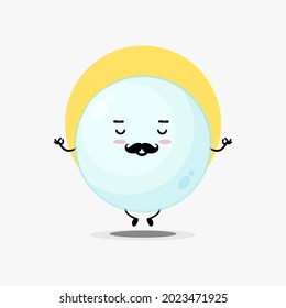 Cute bubbles character meditating in yoga pose