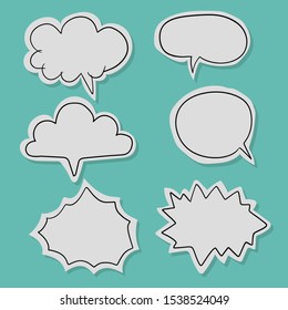Cute bubbles speech doodle set. hand-drawn in vector