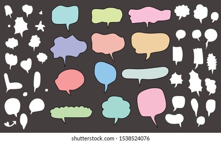 Cute bubbles speech doodle set. hand-drawn in vector