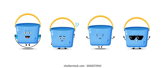 Cute bucket character collection vector design