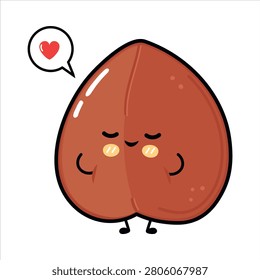 Cute buckwheat grain cartoon character holding a heart, playful food mascot illustration for stickers, menus, packaging and graphic projects.