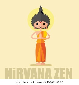 cute buddah,in nirvana, flat illustration