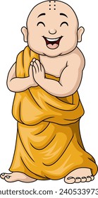 Cute buddha cartoon on white background