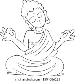cute buddha line vector art