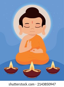 Cute Buddha In Meditation With Candles