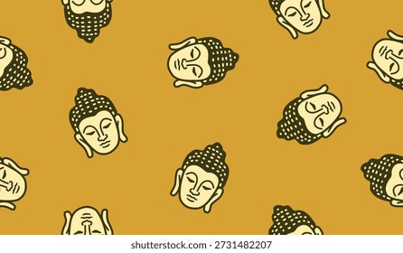 Cute buddha seamless pattern background