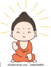 Cute buddha is sitting. Buddha bless. 