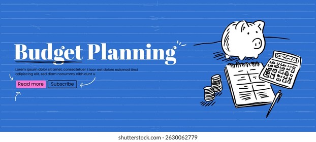 Cute budget planning doodles. Family finance, personal savings, taxes, and efficient money management.