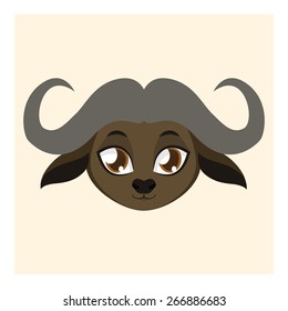 Cute buffalo avatar with flat colors
