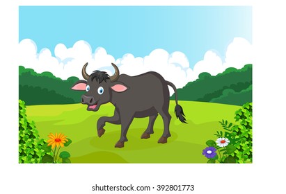 cute buffalo cartoon