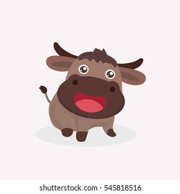 Cute buffalo cartoon.