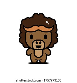 Cute buffalo cartoon character vector