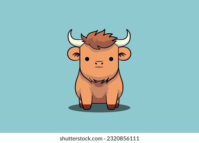 Cute Buffalo cartoon minimal vector
