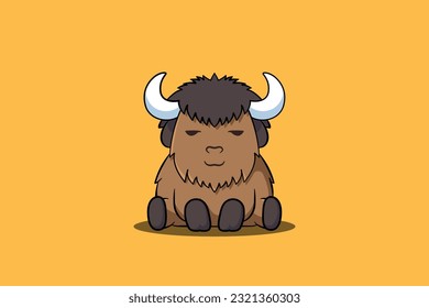 Cute Buffalo cartoon minimal vector