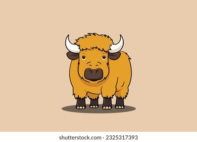 Cute Buffalo cartoon minimal vector