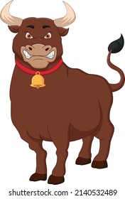 cute buffalo cartoon on white background