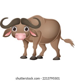 Cute buffalo cartoon on white background