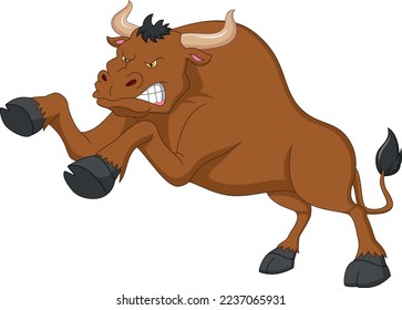 cute buffalo cartoon on white background