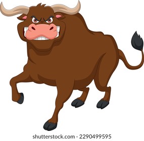 cute buffalo cartoon on white background