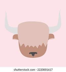 Cute Buffalo Cartoon Vector Icon Illustration. Flat Cartoon Style
