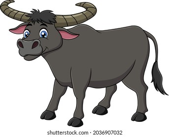 Cute Buffalo cartoon vector illustration