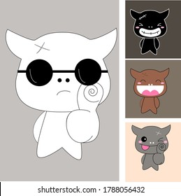 cute buffalo cartoon vector set