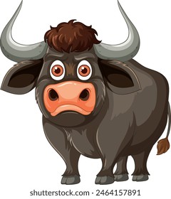 Cute buffalo with expressive eyes and horns