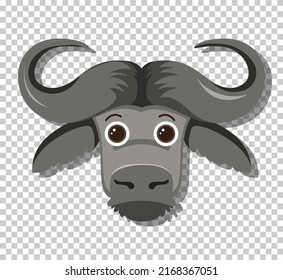 Cute buffalo in flat cartoon style illustration