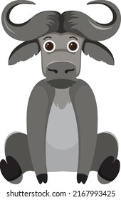 Búfalo corto en ilustración aislada de estilo plano