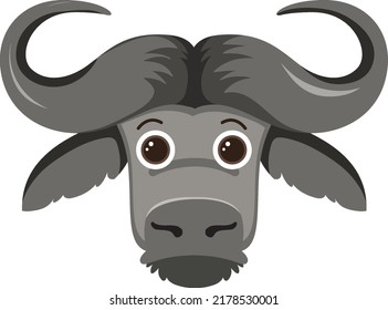 Cute buffalo head in flat style illustration