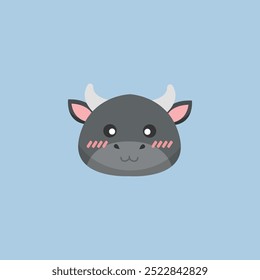 cute buffalo head in flat vector design.