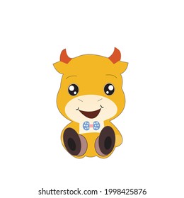 cute buffalo illustration, suitable for websites, blogs or books with educational topics for children