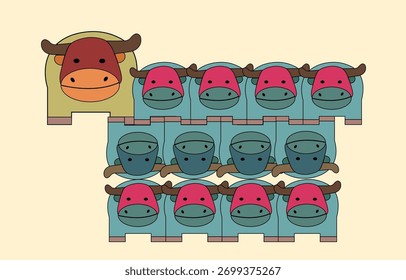 Cute buffalo seamless pattern – adorable animal cartoon design 