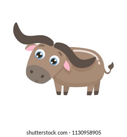 Cute buffalo vector illustration. Flat design.