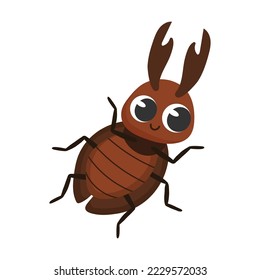 Cute bug cartoon character vector illustration. Funny forest or garden animals isolated on white background. Insects, nature concept