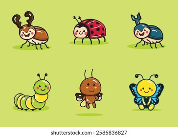 a cute bug illustration set for design element