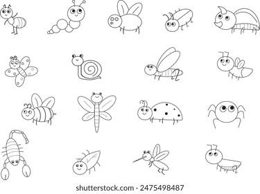 cute bug insect outline kids